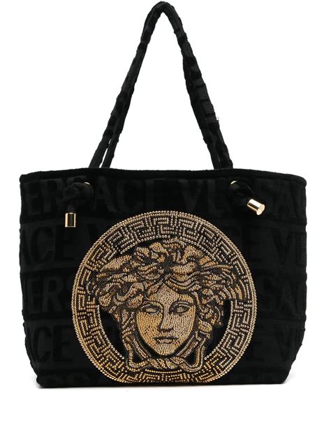 versace tote mens|Versace icon towelling tote.